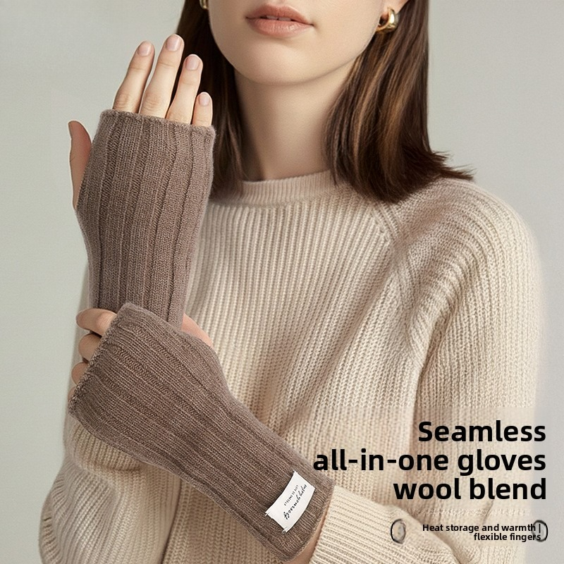 Wool Glove Lined - Зимние вязаные перчатки без пальцев для